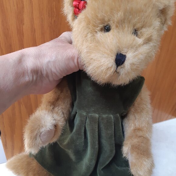 Vintage Boyds Bear with Green Velvet Dress and Satin Panties - Picture 9 of 9